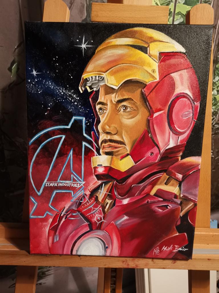 Iron Man Ölgemälde auf Leinwand von Maik Baier